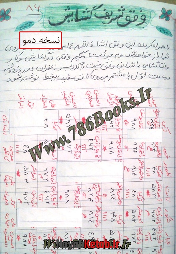 دعای قوامیس السبعه نحوه استخراج نام همزاد نیک و بد